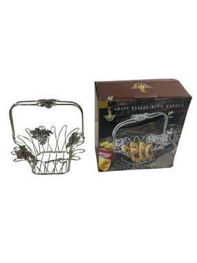 Studio Silversmiths Silver Plated Grape Basket w/ Handle 61701 Grapevine Decor